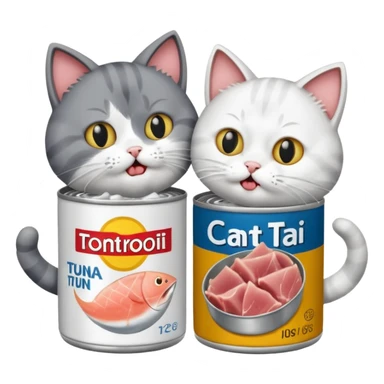 Two cats arguing over TUNA sticker