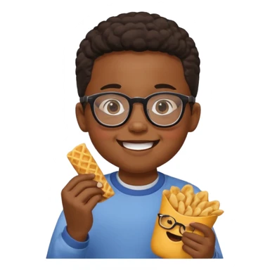 snack holding black kid with glasses on eyes sticker