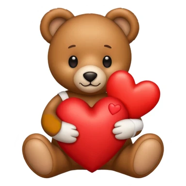 Teddy bear holding a red heart sticker