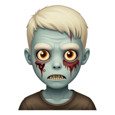 cute zombie boy emoji with black background sticker