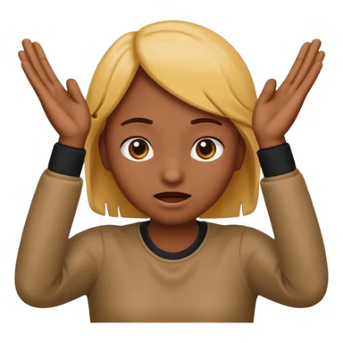 Nervous emoji + hands up emoji. Remove flow effects at the very top the of the hands so the head can be between the hands sticker