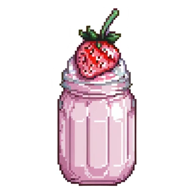 strawberry milkshake with pink hue and cherry on top sticker