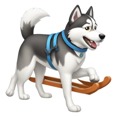 Husky pulling a sled  sticker