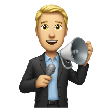 man with loudspeaker in hand sticker