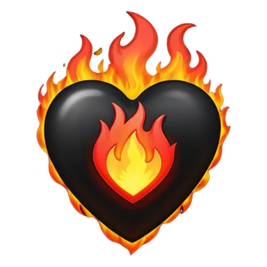 black heart on fire sticker