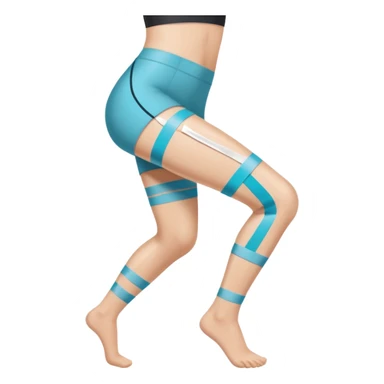 leg with kinesio tape (physiotherapy) around knee sticker