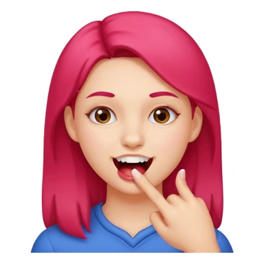 Girl biting finger with teeth only index finger sticker