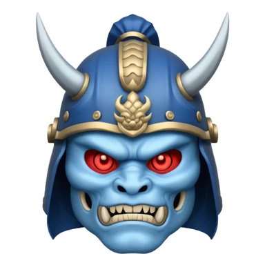 blue oni with samurai helmet face sticker