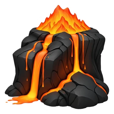 A lava flow spilling slowly over blackened rocks. sticker