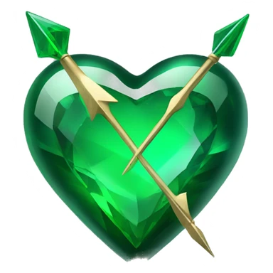 heart pierced emerald green with an arrow, glass effect sticker