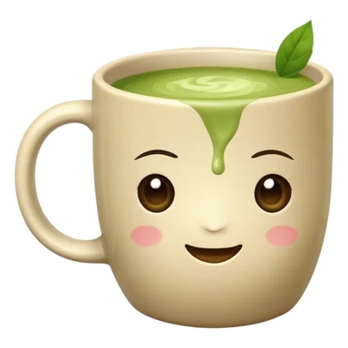 realistic looking matcha in beige mug sticker