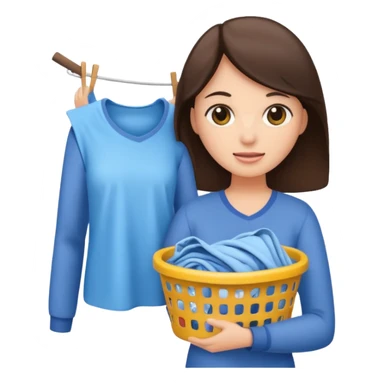 brunette woman holding laundry sticker