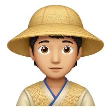 Asian guy with a rice hat sticker