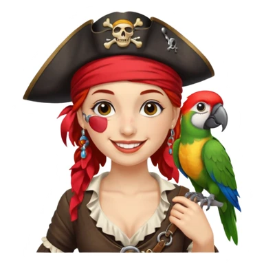 pirate wench with parrot on her shoulder sticker