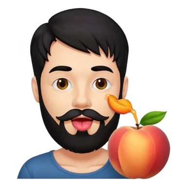 Black hair Man red beard licking peach sticker