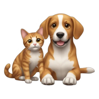 Dog and cat playing together  sticker