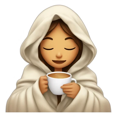 girl inside a blanket sipping coffee eyes closed sticker
