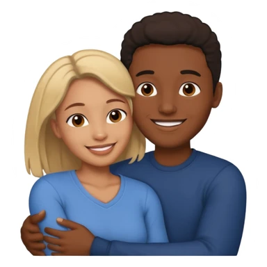 Ebony couple, light skin female brown skin male cuddling  sticker