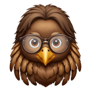 long hair bird with glasses sticker