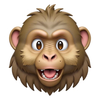 Cinematic Realistic Comical Baboon Portrait Emoji, Head tilted dramatically with an exaggeratedly amused expression, featuring a striking, ruggedly textured face with boldly expressive eyes full of playful disbelief, rendered with vivid, lifelike detail and natural earthy hues, high shine, dramatic yet playful, styled with an air of cheeky jungle mischief, soft glowing outline, capturing the essence of a spirited and over‐the‐top baboon that looks ready to chatter its way into viral fame! sticker