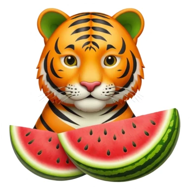 tiger holding a watermelon sticker