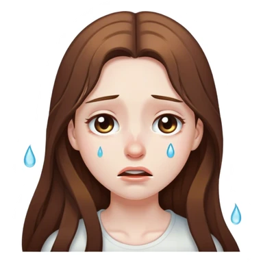 Girl long brown hair sad crying sticker