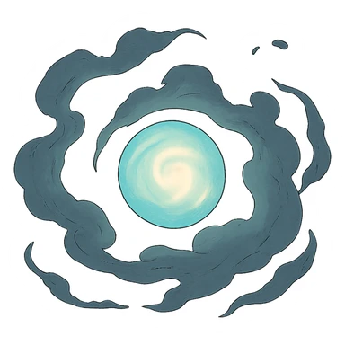 ghibli style mysterious glowing orb with swirling mist sticker