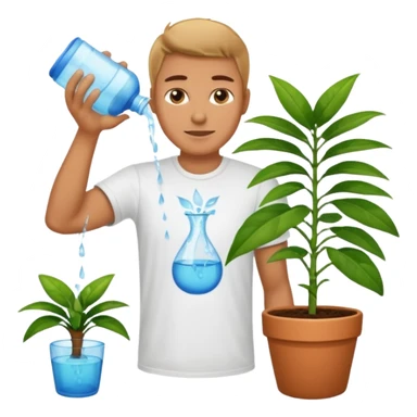 MAN pouring water for the plant sticker