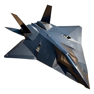 F-117 Nighthawk - Lockheed Martin (Stealth Grey) A futuristic stealth attack aircraft with a distinct faceted, angular design in a stealthy matte grey. Its sharp, jagged edges and unconventional, almost alien-like shape make it look like a shadow cutting through the night sky. The surface should appear non-reflective with subtle panel lines. sticker
