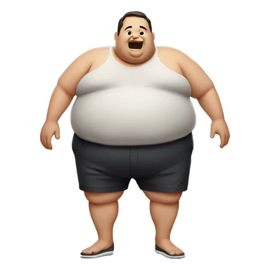 a fat man jiggling his stomach sticker