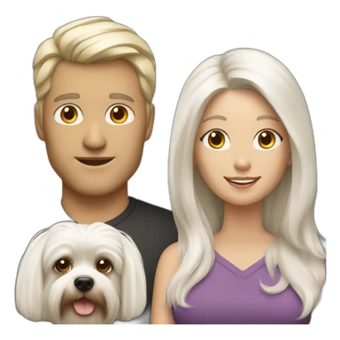 Hold Family with a White man with haire White and a White woman with long White hair and a small yorkshire terrier  dog sticker