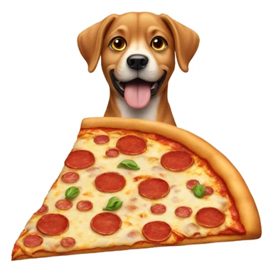 Dog with pizza sticker