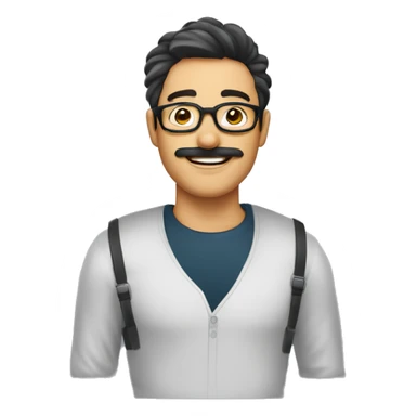 Hombre de cabello corto peinado hacia el lado izquierdo, con gafas un poco sonriente, sin bigote  sticker