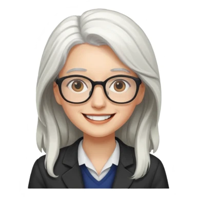 Profesora joven, sonrriente cabello blanco y de pelo largo  sticker