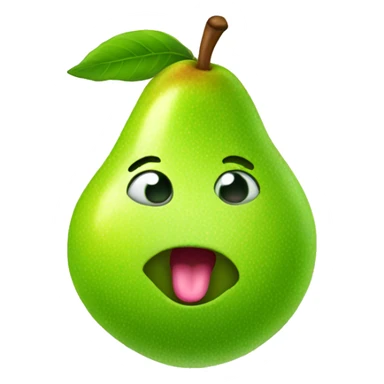 Shiny Green Cute pear with tongue sticker