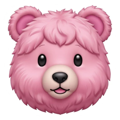 fluffy pink teddy bear, flat minimal rounded shapes, simple face, soft pink color, iconic emoji look sticker