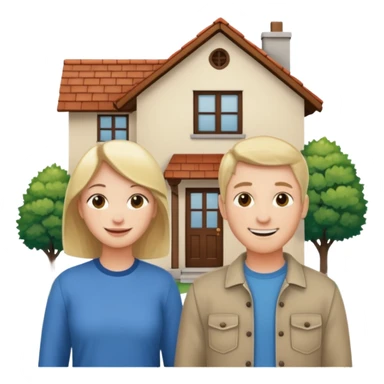 house with 2 people standing to it's side sticker