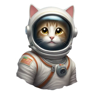 cat wearing Cosmonaut Costume on a planet in the space searching a star heart sticker