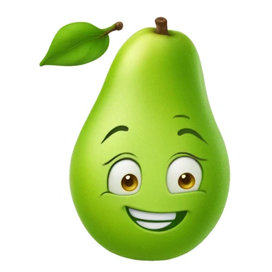 The green cartoon pear girl smiles for the camera sticker