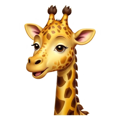 Cinematic Cute Yawning Giraffe Portrait Emoji, Head tilted slightly with a dramatic, wide-open yawn, showcasing a soft, patterned Fur of warm yellows and browns with a long, drooping neck and eyes barely open in drowsy contentment, Simplified yet irresistibly adorable features, highly detailed, glowing with a soft, cozy glow, high shine, relaxed yet expressive, stylized with a touch of savannah whimsy, bright and endearing, soft glowing outline, capturing the essence of a sleepy yet affectionate giraffe, so drowsy it feels like it could stretch right out of the screen and curl up for a nap! sticker