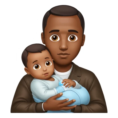 Sean “Diddy” Combs with baby oil and a very small infant sticker