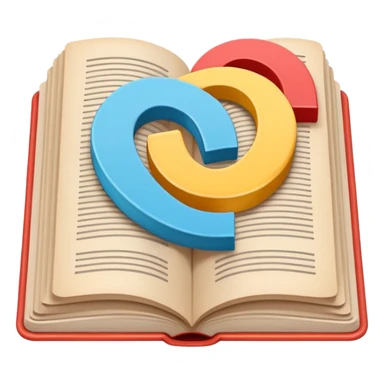 A minimalist emoji-style icon representing wordplay — symbolizing creativity with language. It features an open book or speech bubble merging with playful letters or word fragments, forming a clever visual pun. sticker