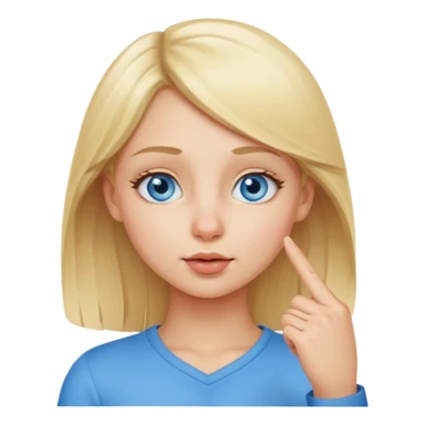 put a finger on the nose but In a cute way, bye a blond girl with blue yes  sticker