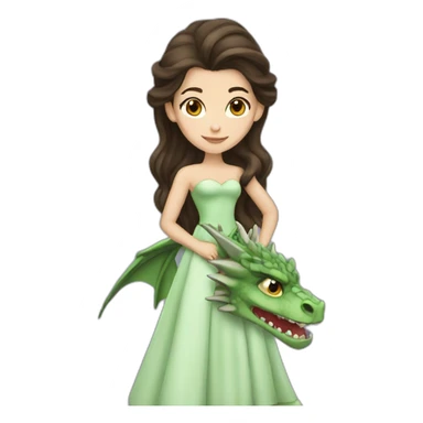 Brunette princess with dragon sticker