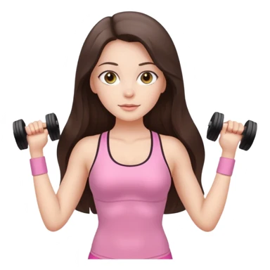 white brunette girl long hair with hazel eyes in light pink workout with hourglass shaped body sticker