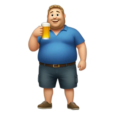 fat guy drinking beer sticker