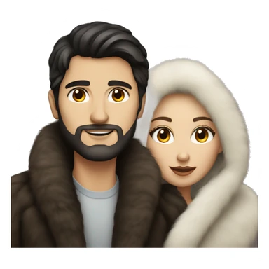 Dark haired White couple in long fur coats sticker