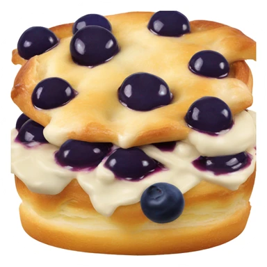 a circle danish with a cream ball on top and blueberry jam on top the cream sticker