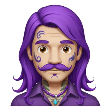  long purple haired man, mustached and face tattoes sticker