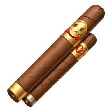 Emoji-style cigar icon, dark brown wrapper, subtle smoke, minimalistic, clean silhouette, metal details, no gold sticker